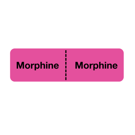 NEVS IV Drug Line Label - Morphine/Morphine 7/8" x 3" Flr Pink w/Black N-6803